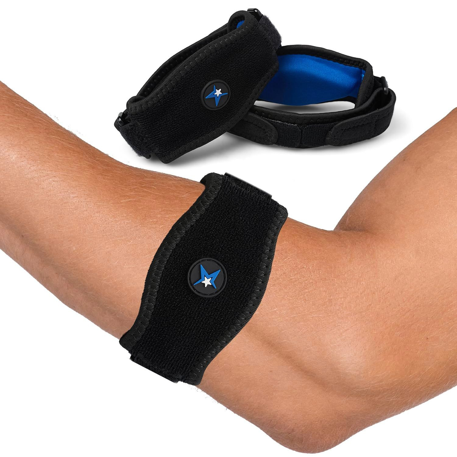 RiptGear Tennis Elbow Brace for Women & Men, One Size, Blue (1 Pack)