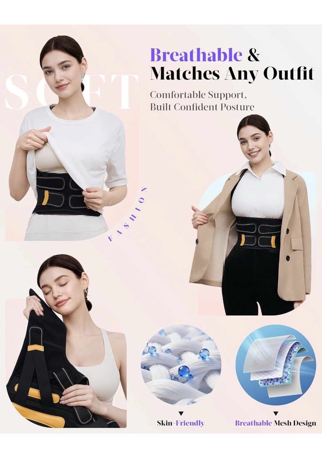 Adjustable Back Posture Corrector Brace, Ergonomic Support, Breathable Mesh