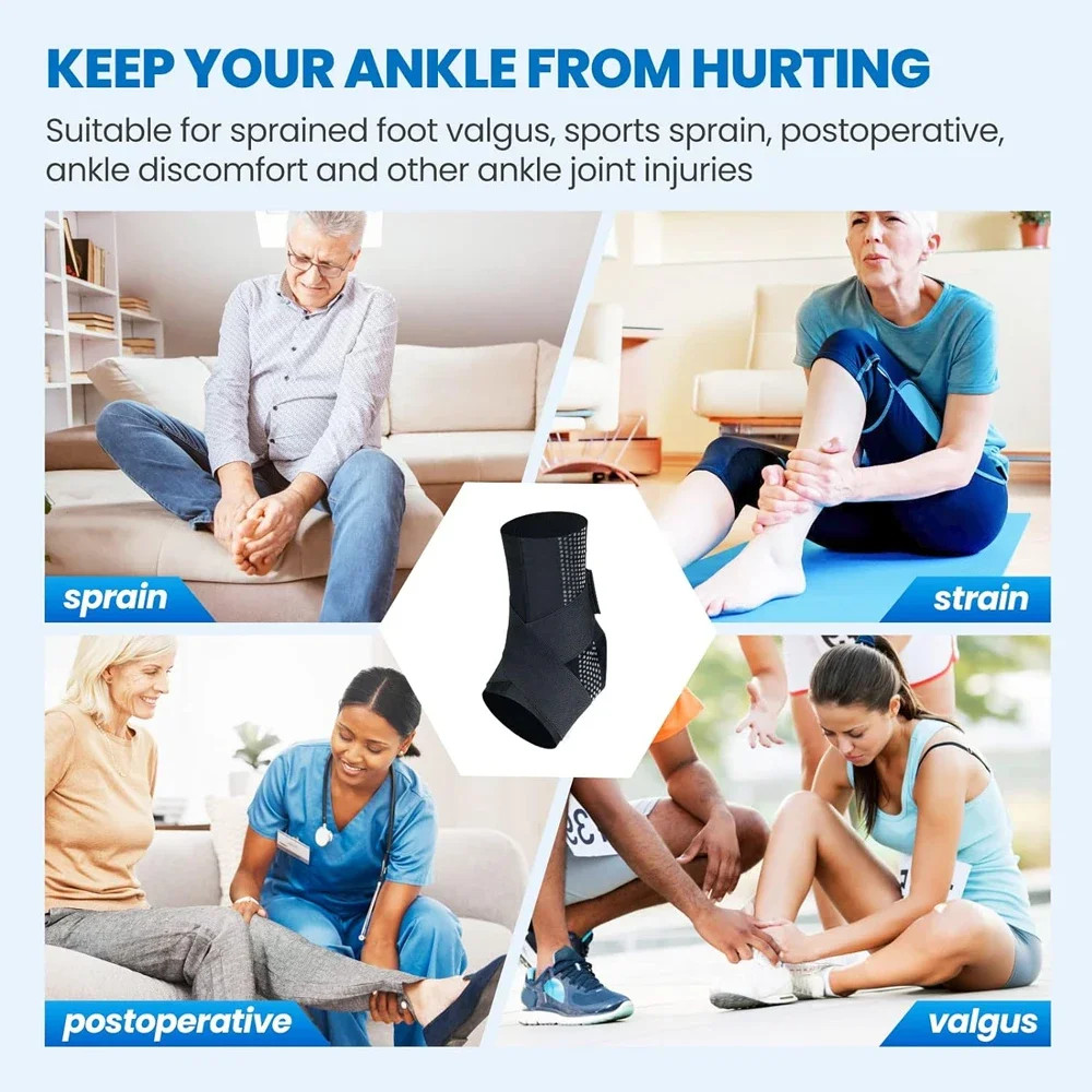 1PC Adjustable Compression Ankle Support Brace, Sports Ankle Stabilizer for Runn