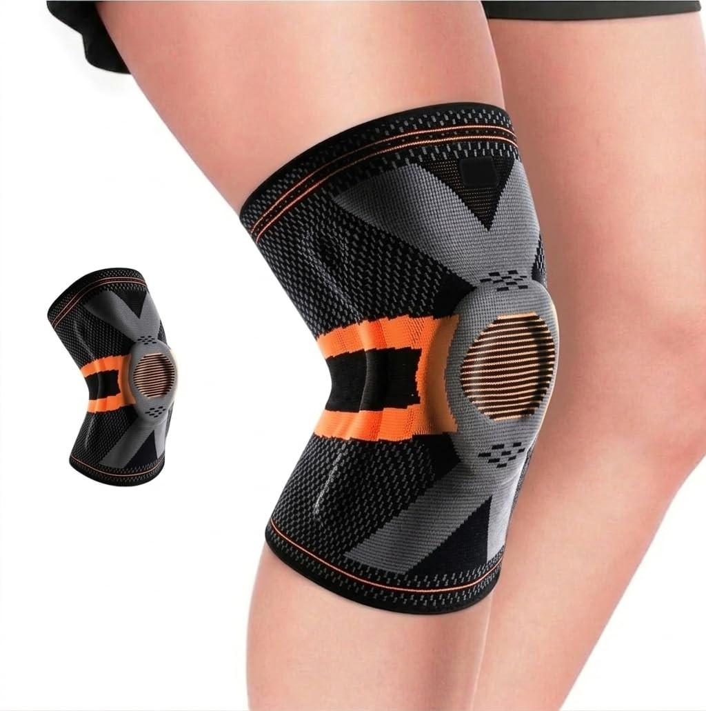 Knee Brace Compression Sleeve for Pain Relief – Men One Size Fits Most, Black
