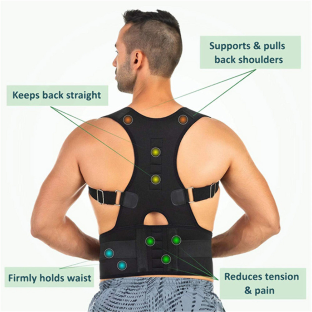 Posture Corrector Magnetic Back Brace Support Belt Men Women Pain Relief Adjust