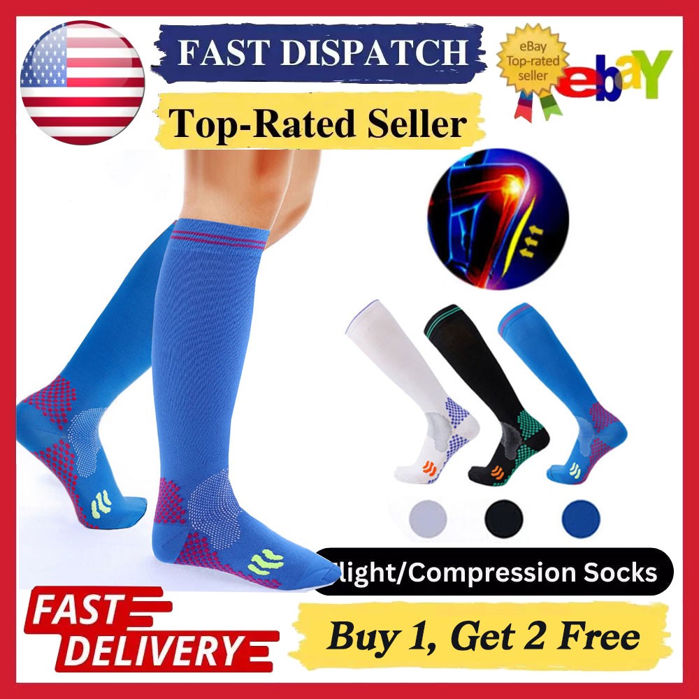 Compression Socks Calf Leg Support Brace 20-30mmHg FeetPain Relief Fit Men Women