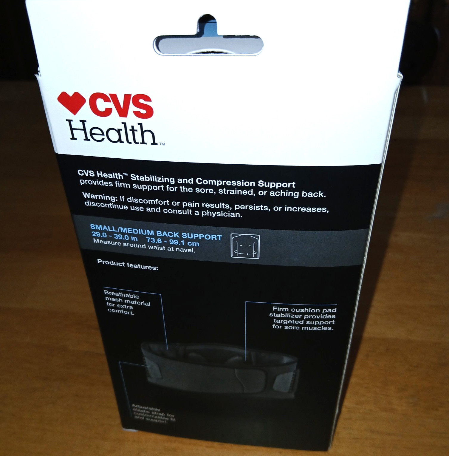 CVS HEALTH DELUXE STABILIZING SUPPORT-SM/MED-NIB-CUSHIONED PADS/ADJUSTABLE