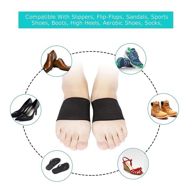 Copper Compression Arch Support Sleeves Foot Brace Plantar Fascia Support Pair