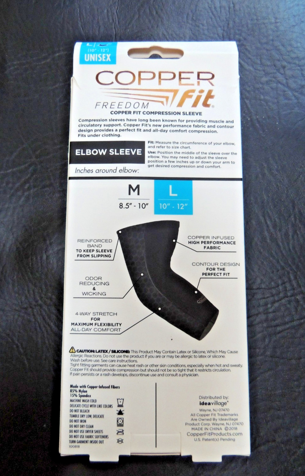 Copper Fit Freedom Compression Elbow Sleeve Black Copper Infused 4 Way Stretch