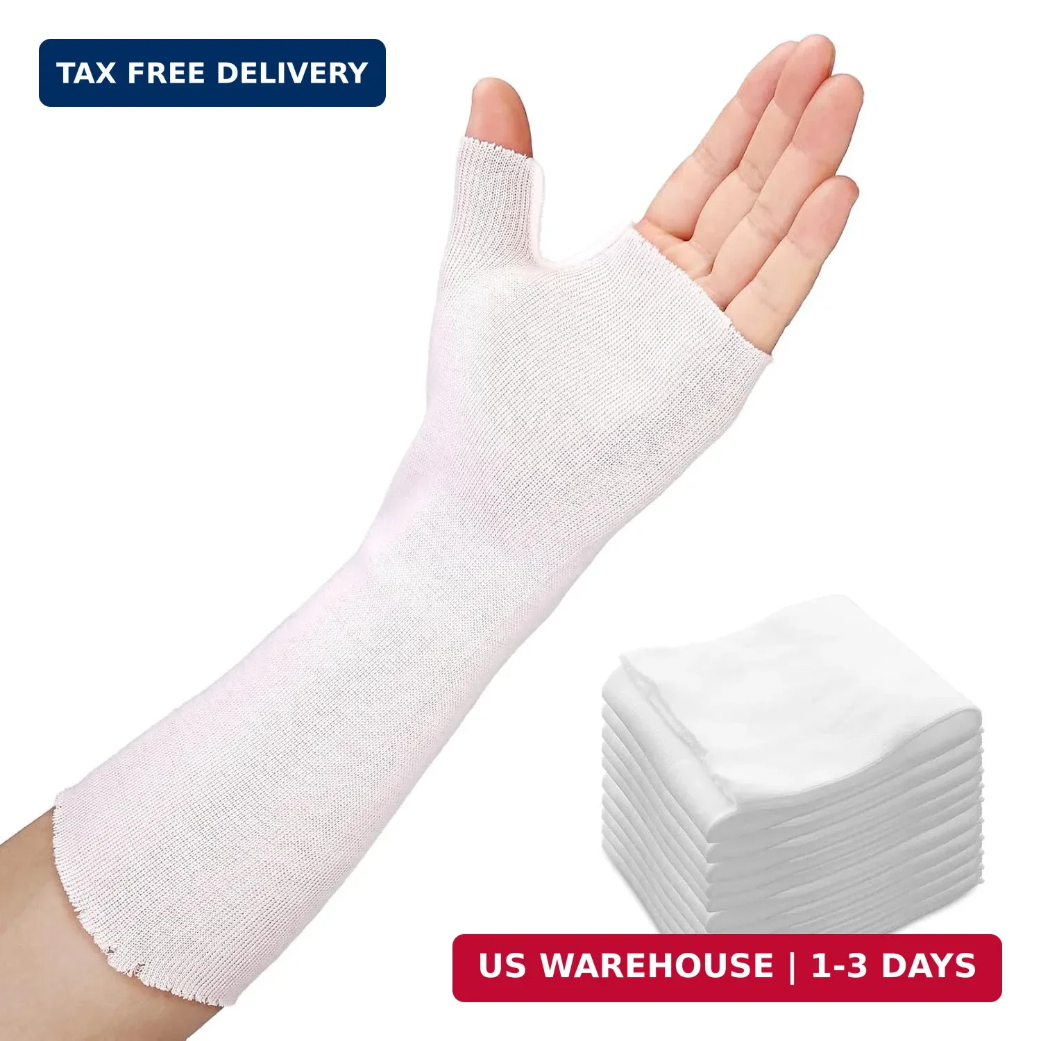 Hand Socks for Splint (Pack of 10), Stockinette Tubing, Thin Breathable Surgical
