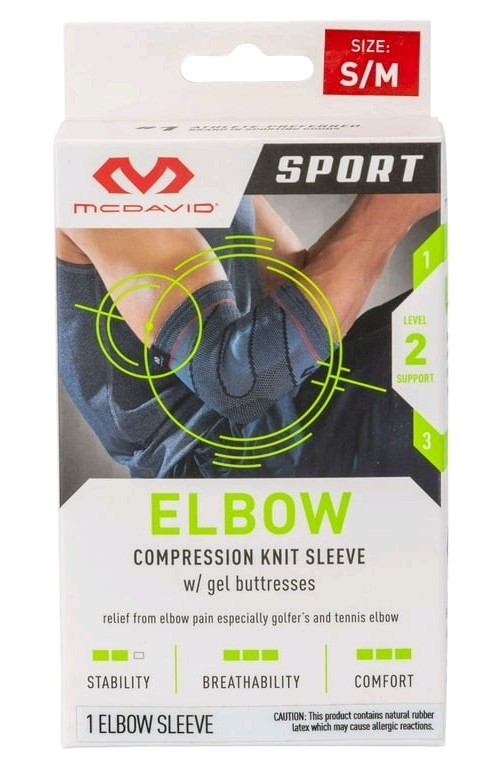 NEW McDavid Sport Elbow Compression Sleeve w/Gel Buttresses L/XL