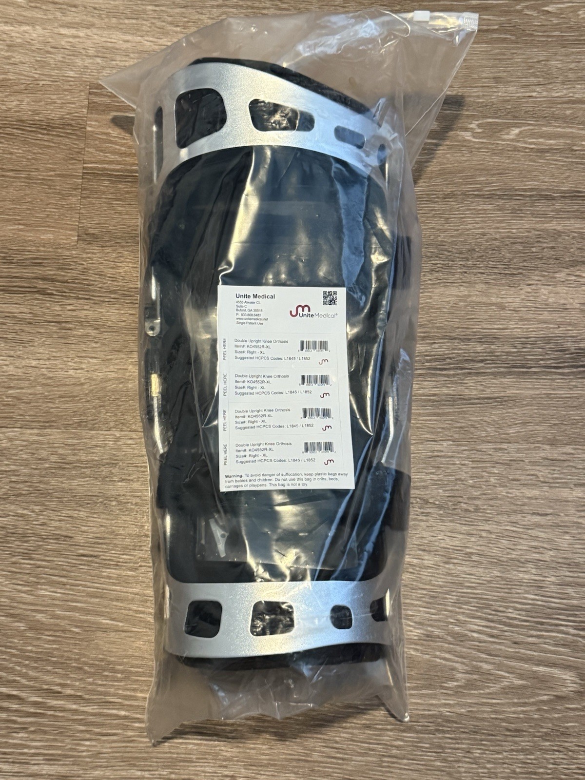 Unite Medical Double Upright Knee Orthosis Right XL In Package