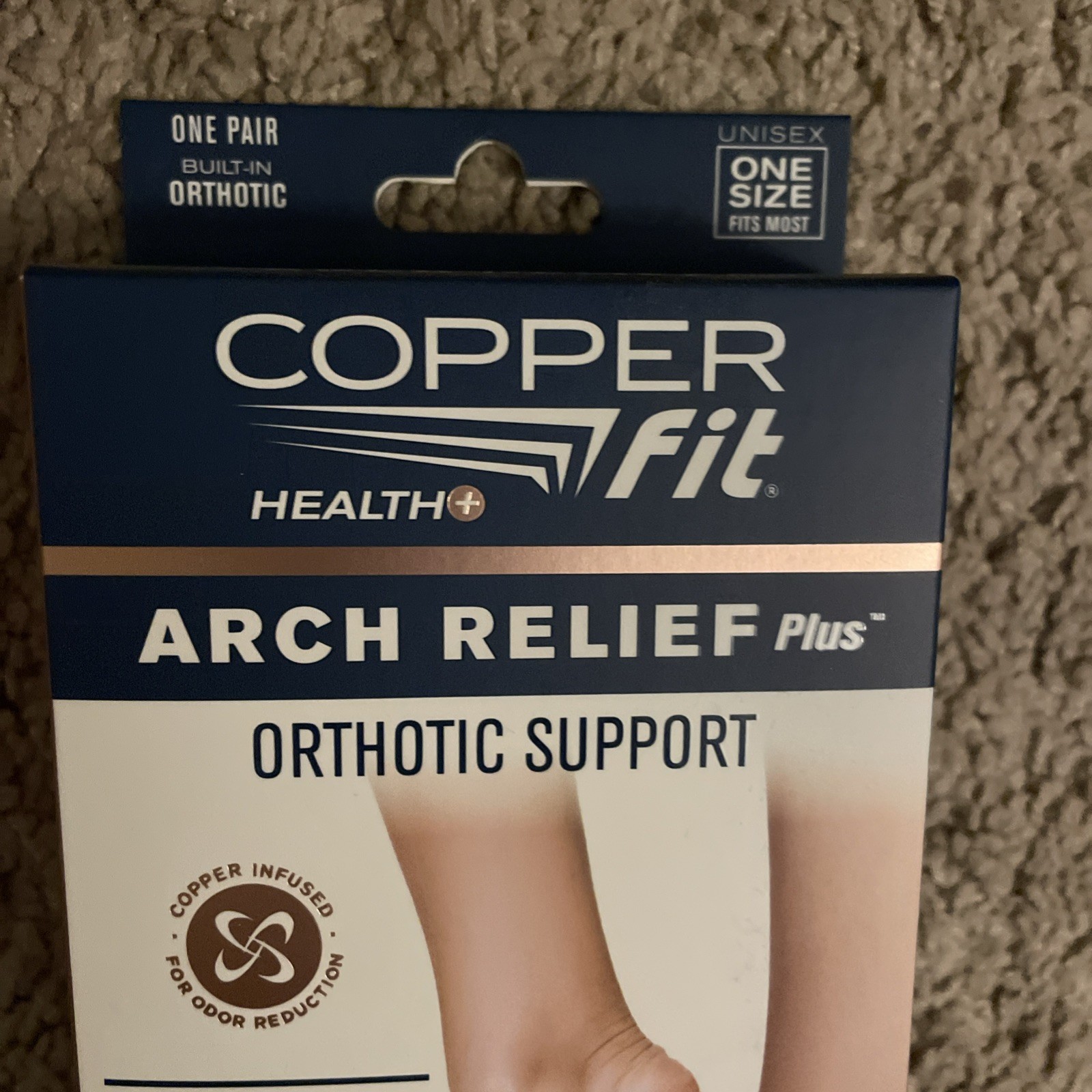 1 Copper Fit Health Unisex Arch Relief Plus Built-In Orthotic Support Black