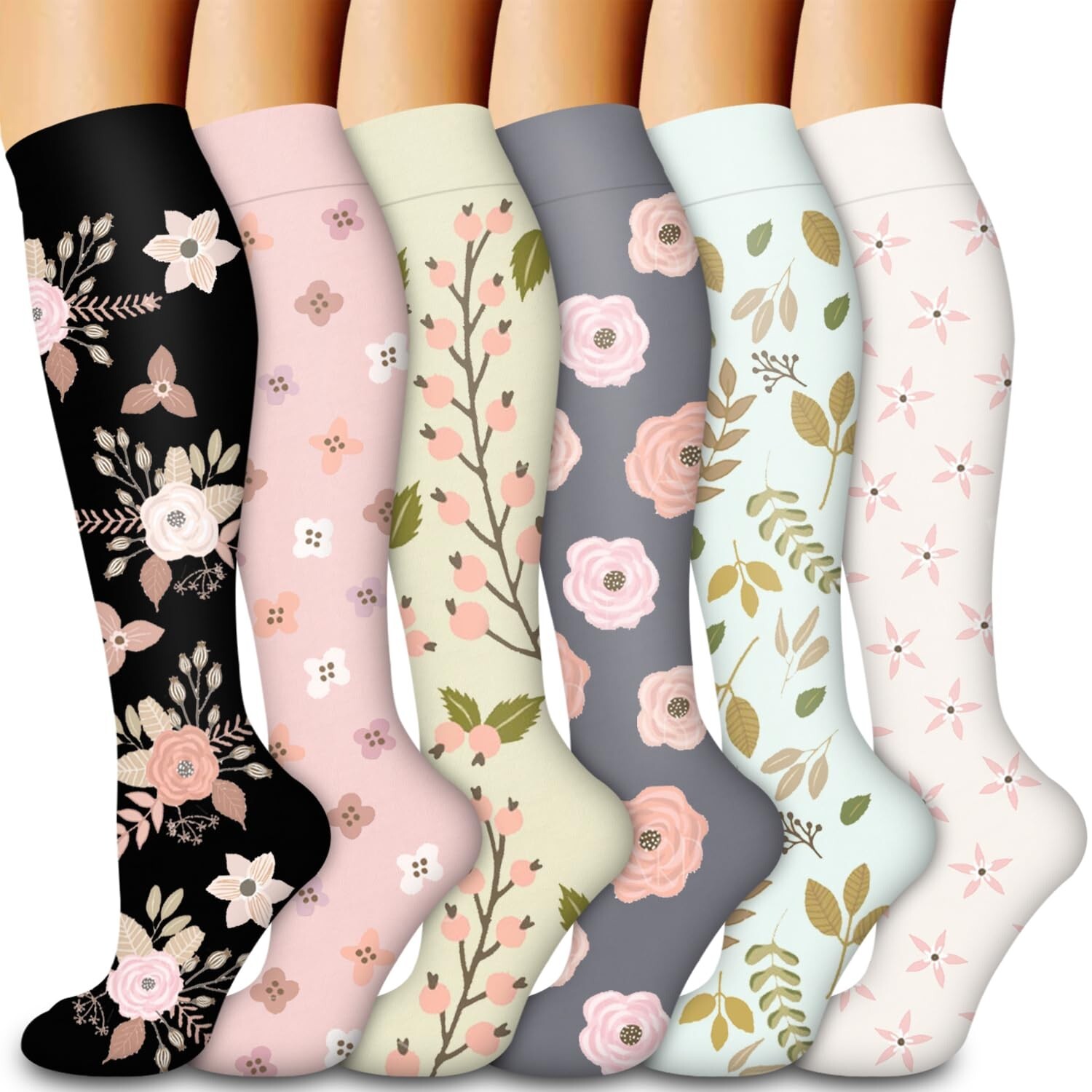 Laite Hebe Compression Socks for Women & Men Circulation(6 pairs)-Graduated S…