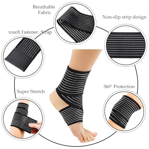 Syhood Pieces Compression Leg Wraps Bandage Adjustable Ankle,28 Inches 70 cm 4