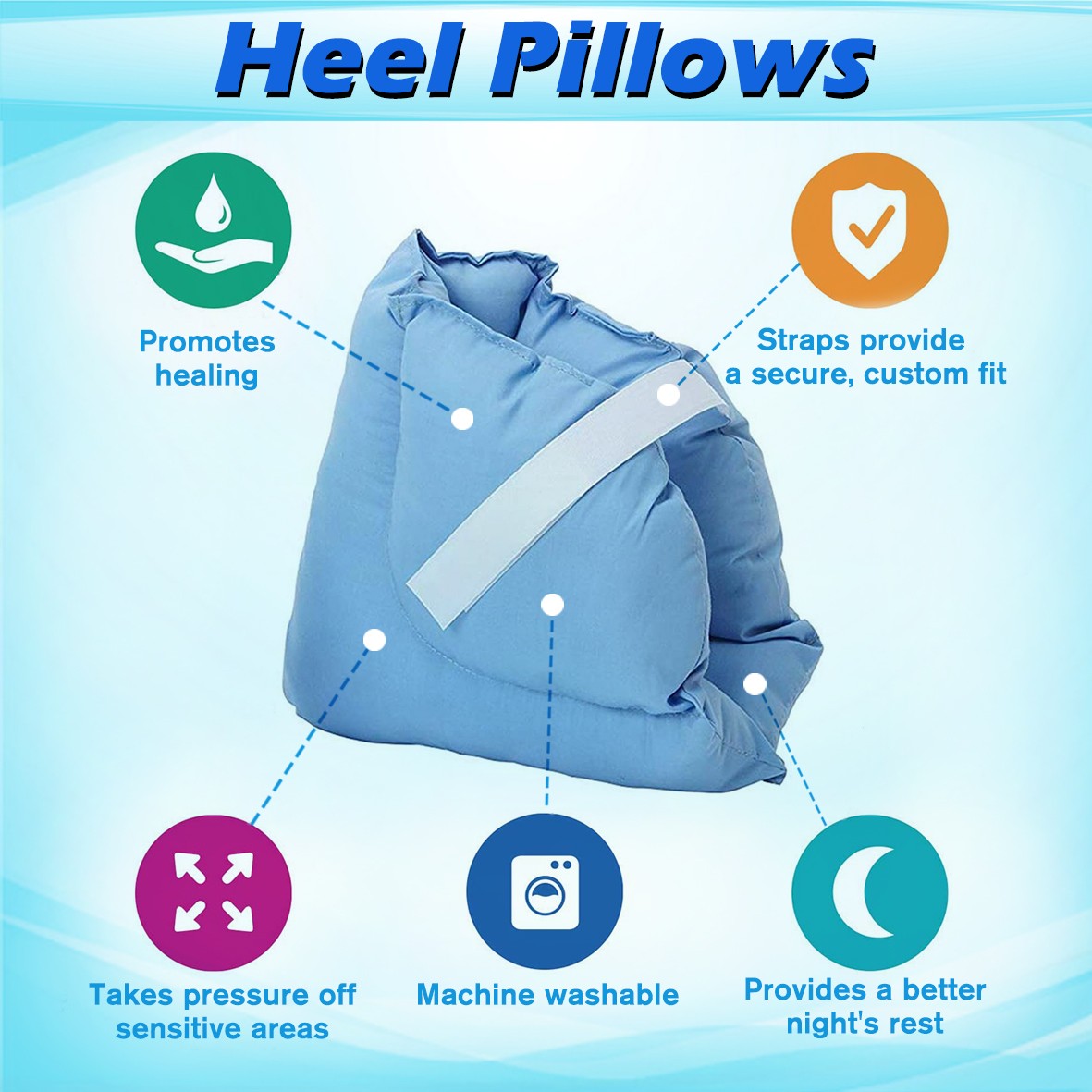 2X Heel Pillows Pads Bed Sore Cushion Heel Protectors for Feet Boot for Injuries