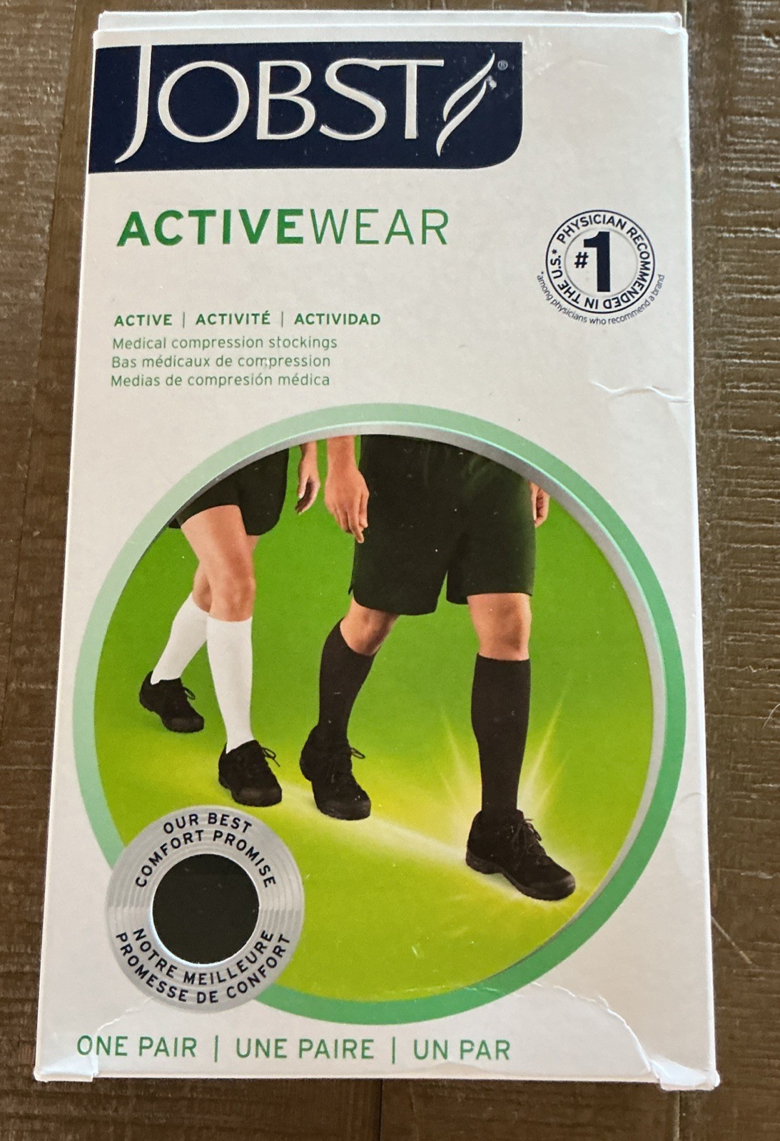 NEW Jobst ActiveWear 20-30 mmHg Firm Compression L Black Knee Highs Stocking