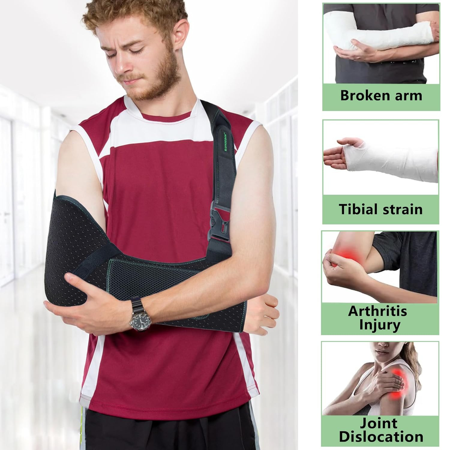 Arm Shoulder Sling for Men and Women,Porous Comfort Medical Sling with Pocket Sh