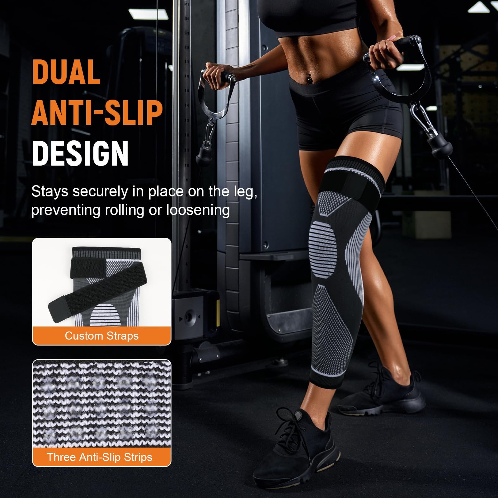 Uncle Yang Full Leg Compression Sleeves 2 Pack XX-Large, Gray