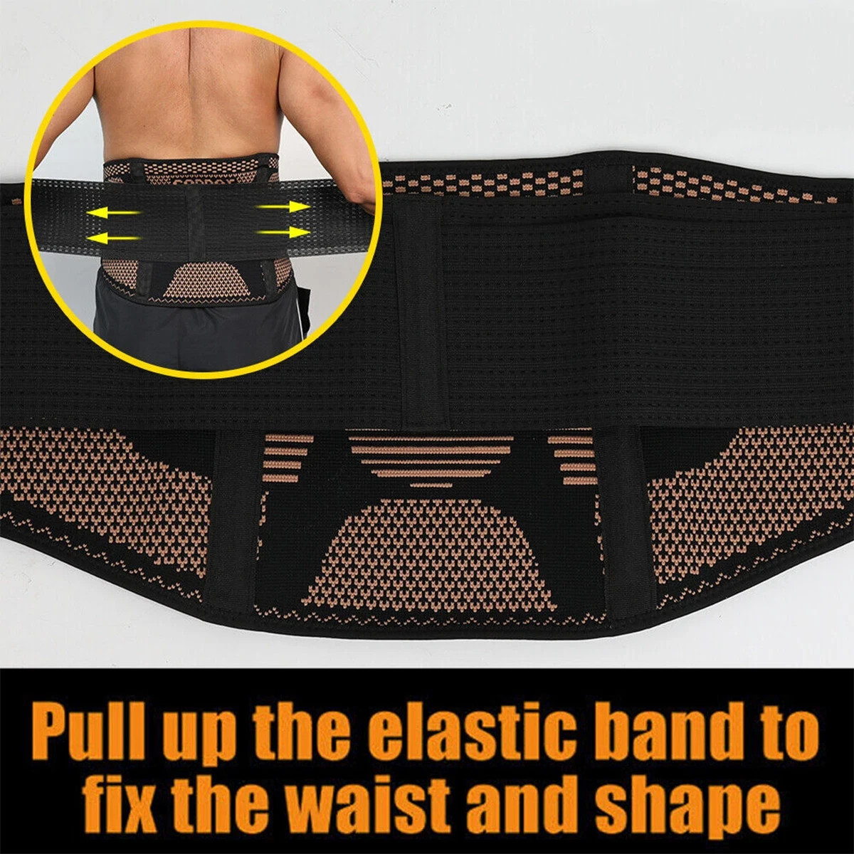 Copper Lumbar Waist Support Brace Belt Lower Back Pain Relief for Men Women US