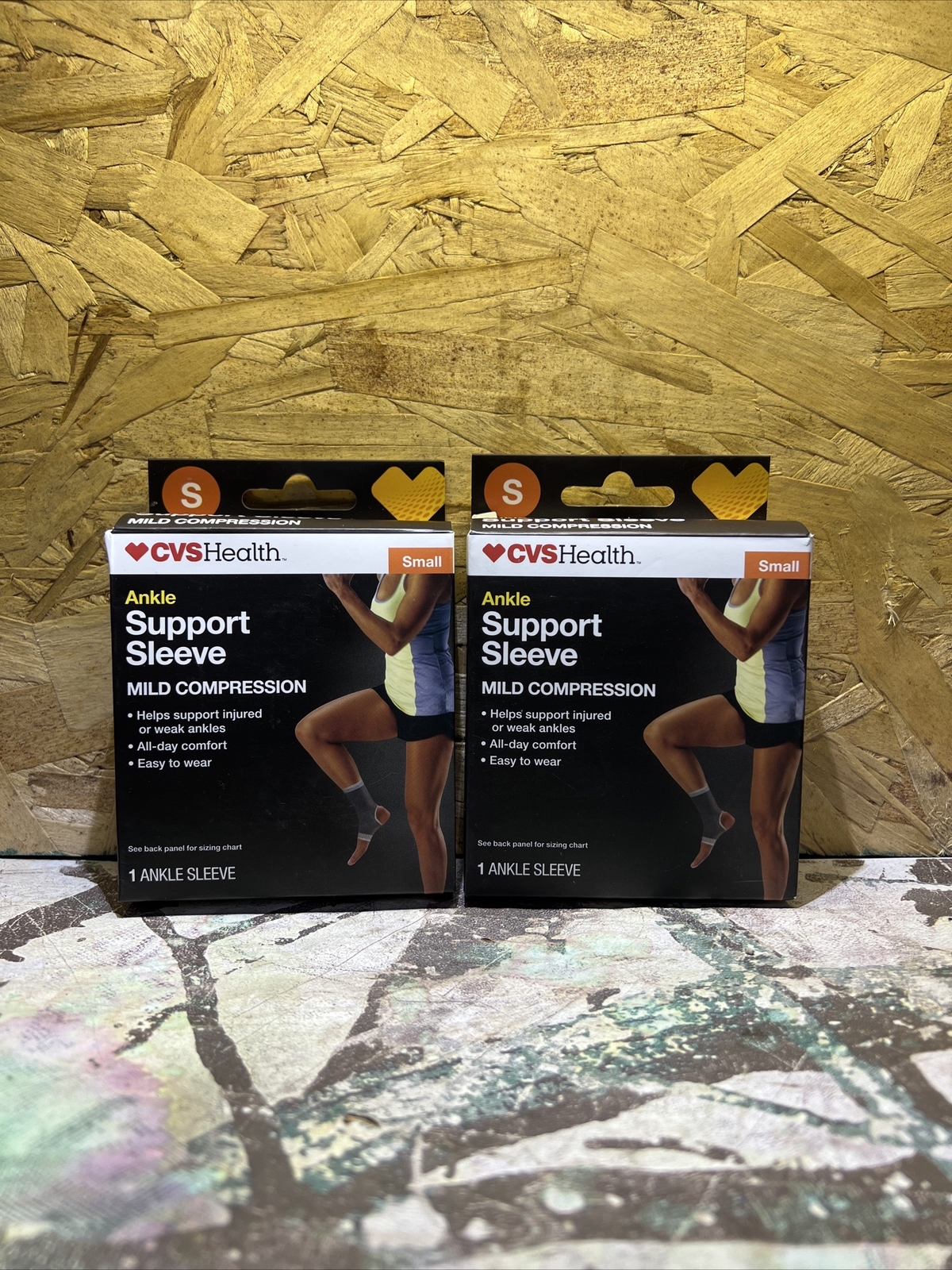 CVS Ankle Support Sleeve Mild Compression Size Small Contoured & Breathable. 3PK