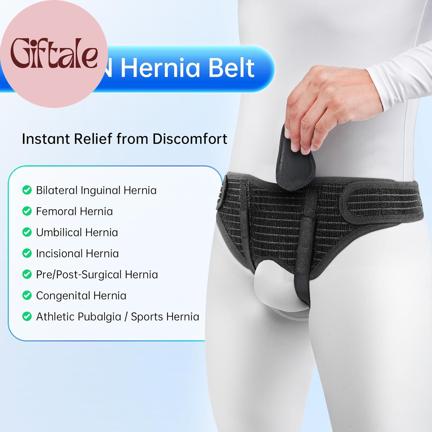 Large Hernia Support Belt for Men – Adjustable Groin Brace for Inguinal Hernia R