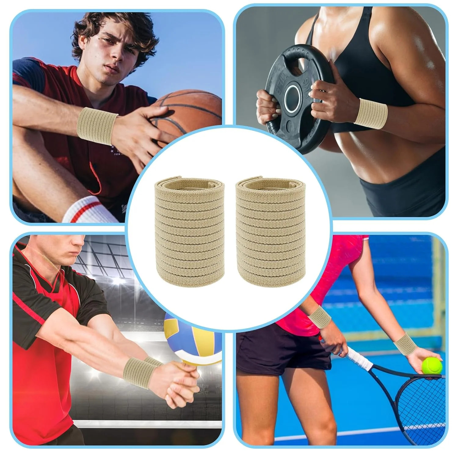 2 PCS Elastic Wrist Support Band Wrap Breathable Wrist Brace Adjustable Wrist St