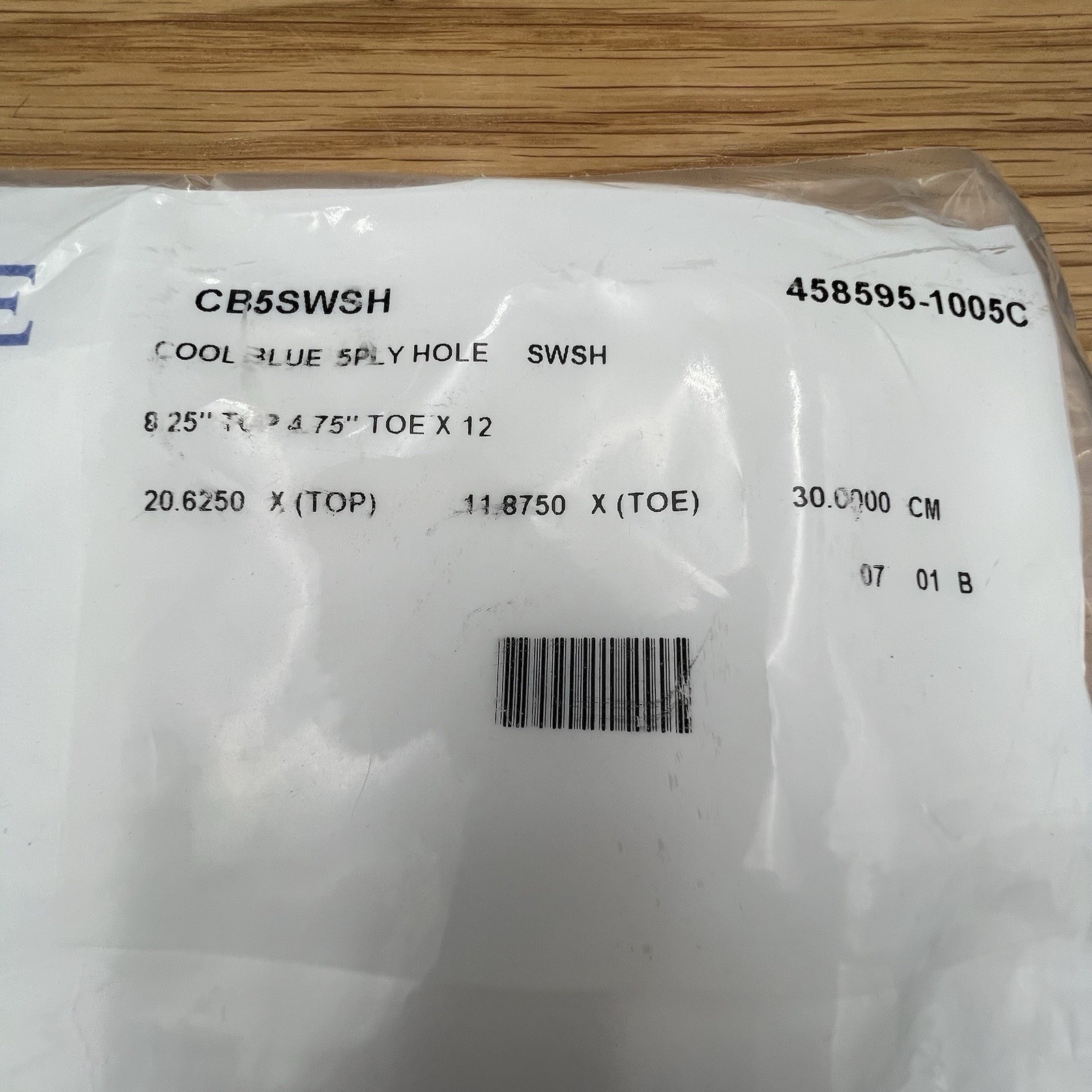 New Cool Blue Prosthetic Sock CB5SWSH 5-Ply Sewn Hole Wide Short 30cm