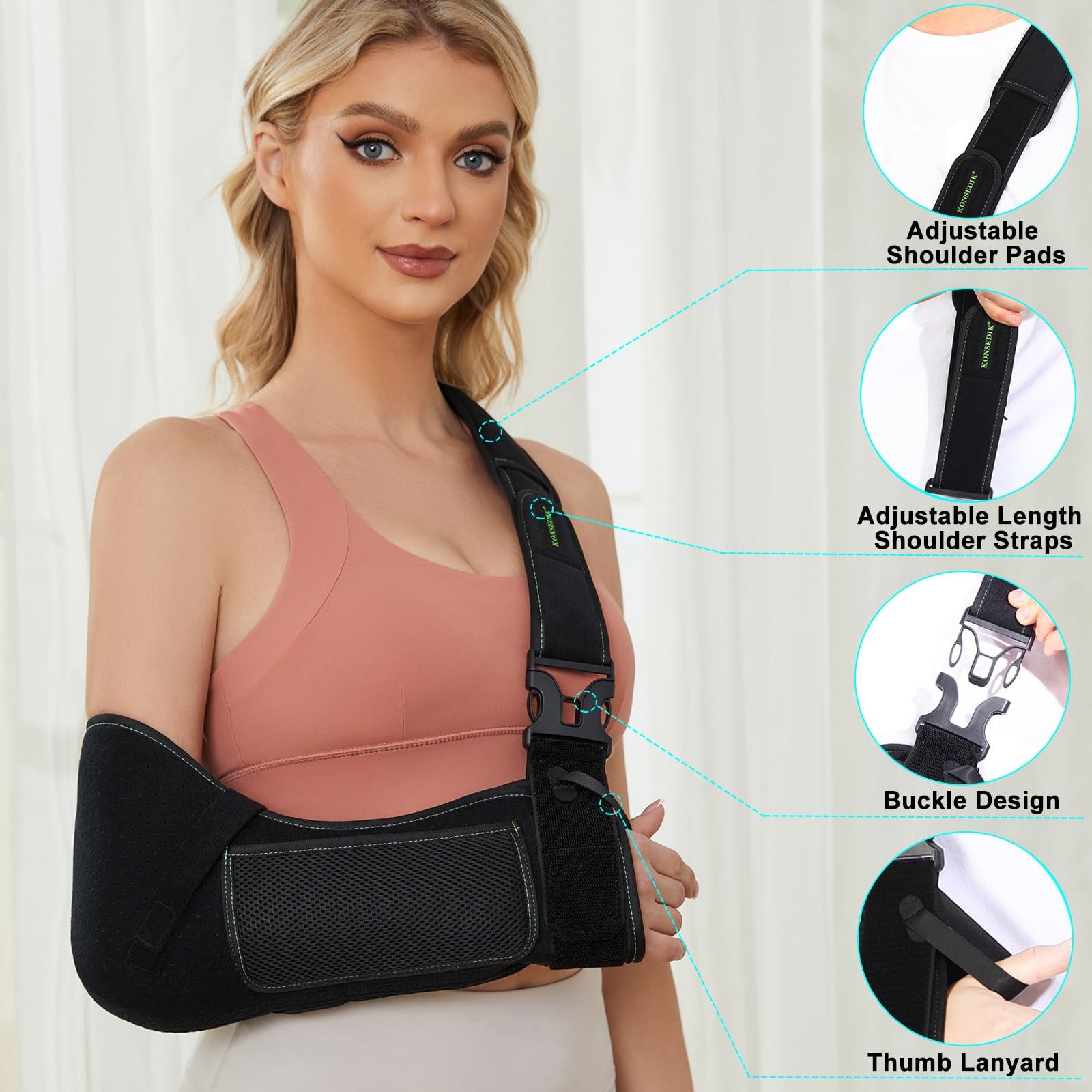 Arm Shoulder Sling for Men and Women,Porous comfort Medical Sling with Pocket…