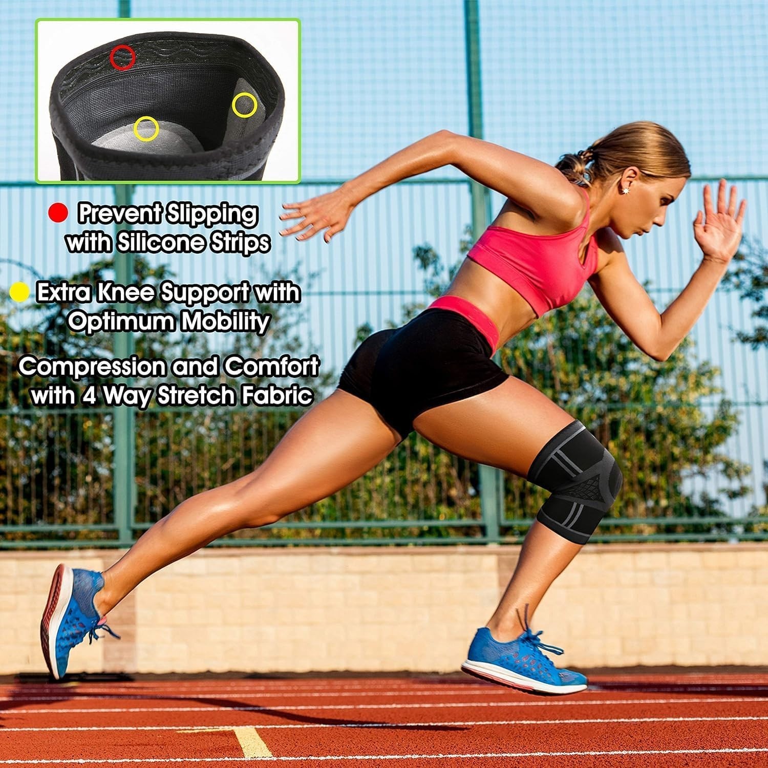 Breathable Compression Knee Brace for Pain Relief – 5 Sizes, X-Large Available