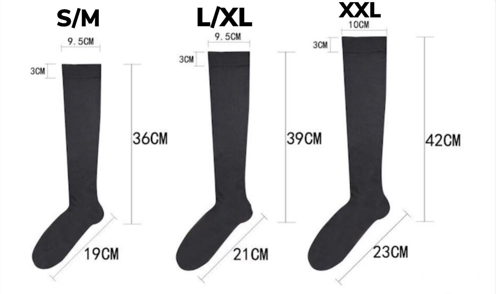 3 Pairs Fun Black/Beige compression socks for womens/Mens Size 10-13 20-30mmhg