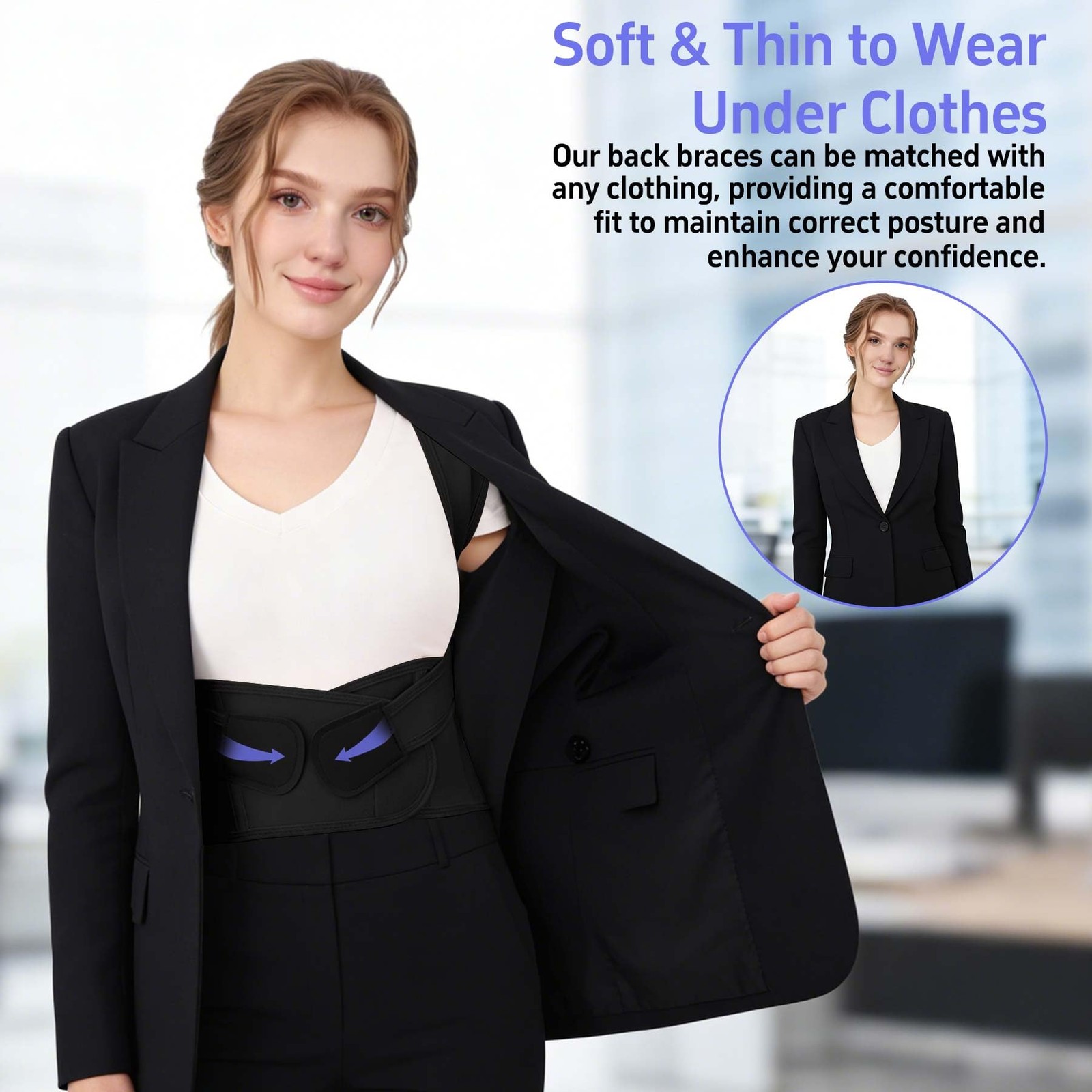 Ycctvar Back Brace Posture Corrector for Women and Men Upgraded Medium, Black