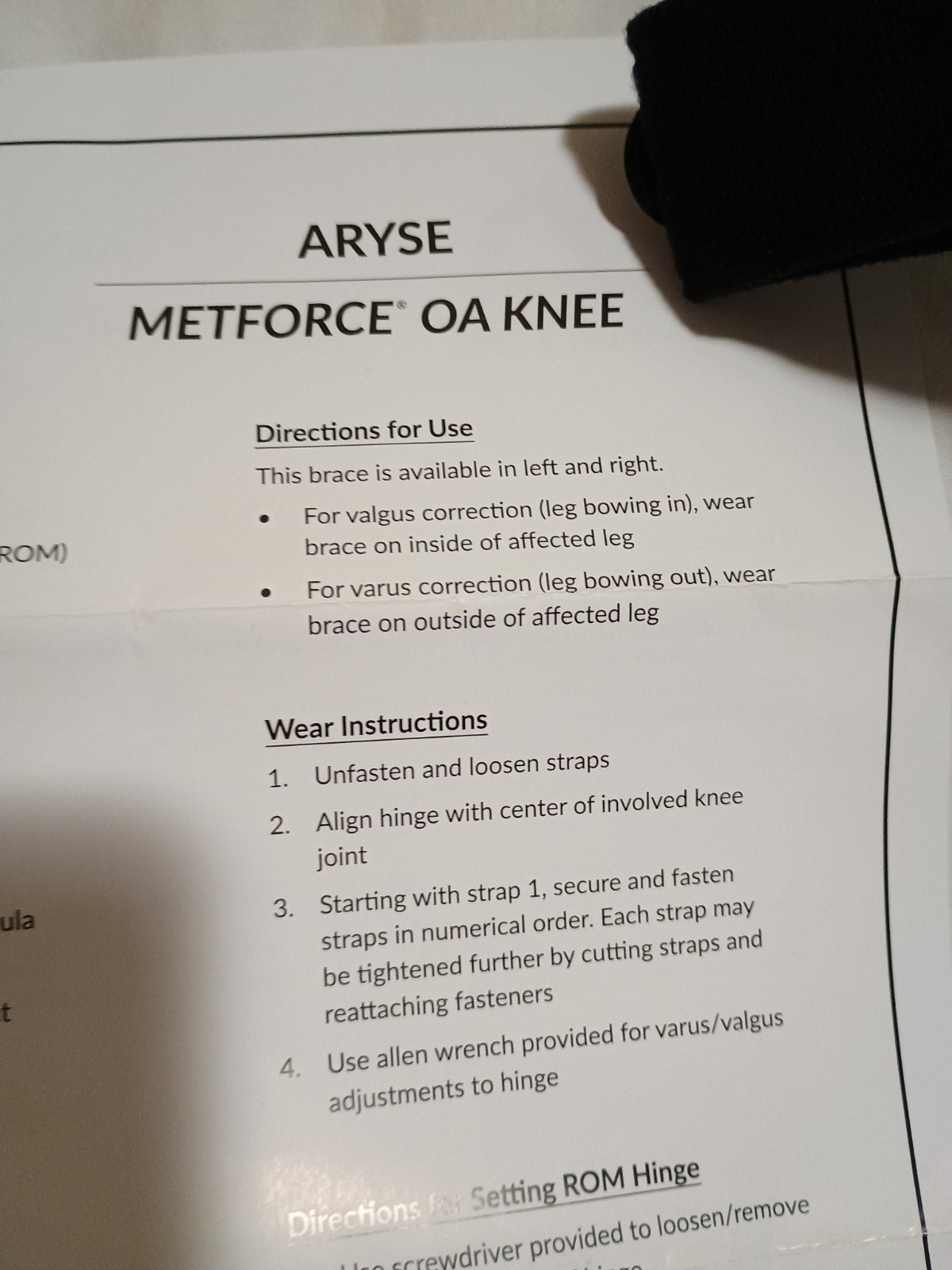 Aryse LEFT MetForce Knee Brace🏵️AY-43-L L1843/L1851 OA Support Breathable Light