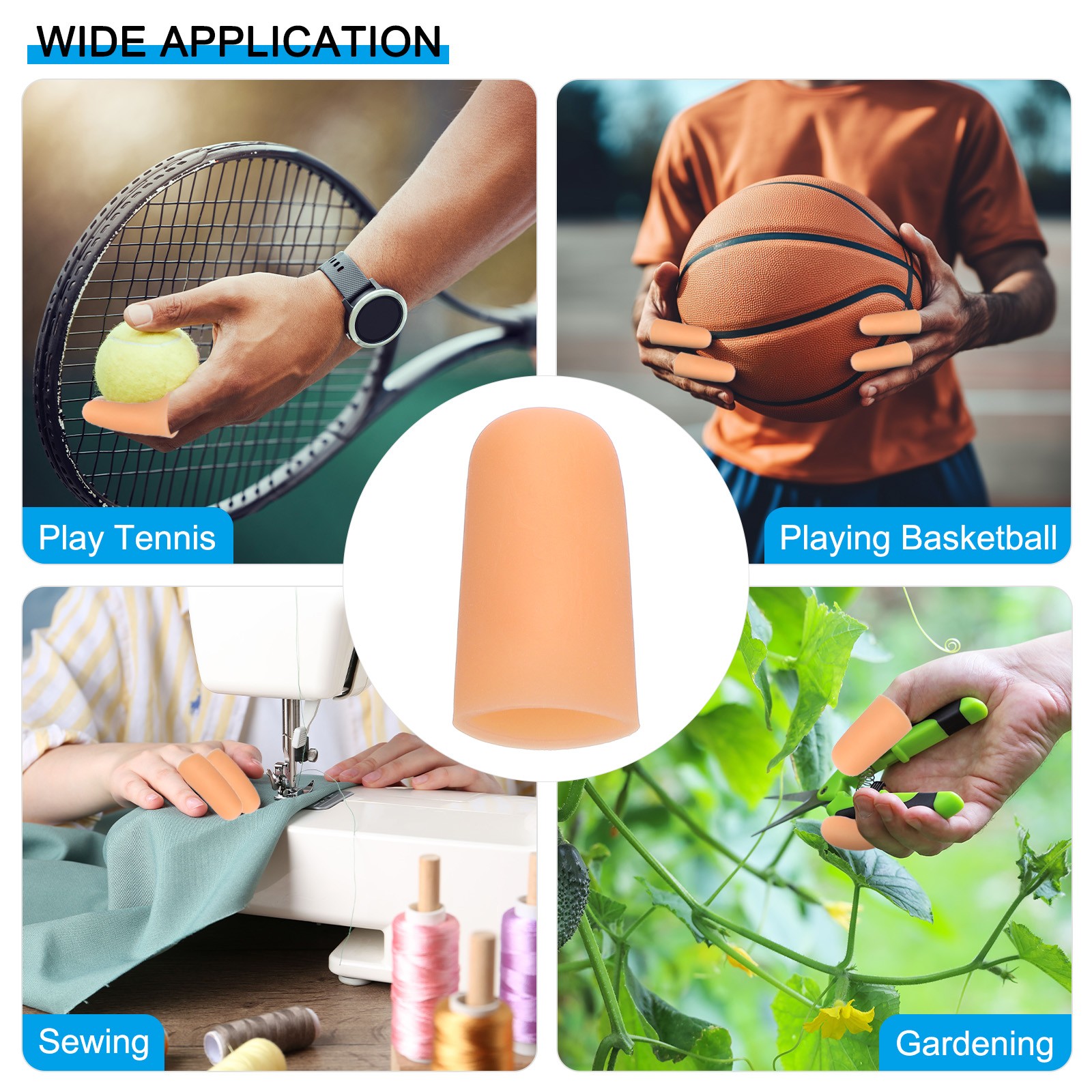 1.6″ Silicone Gel Finger Cots, 20 Pcs Fingertips Sleeve Protector, Beige