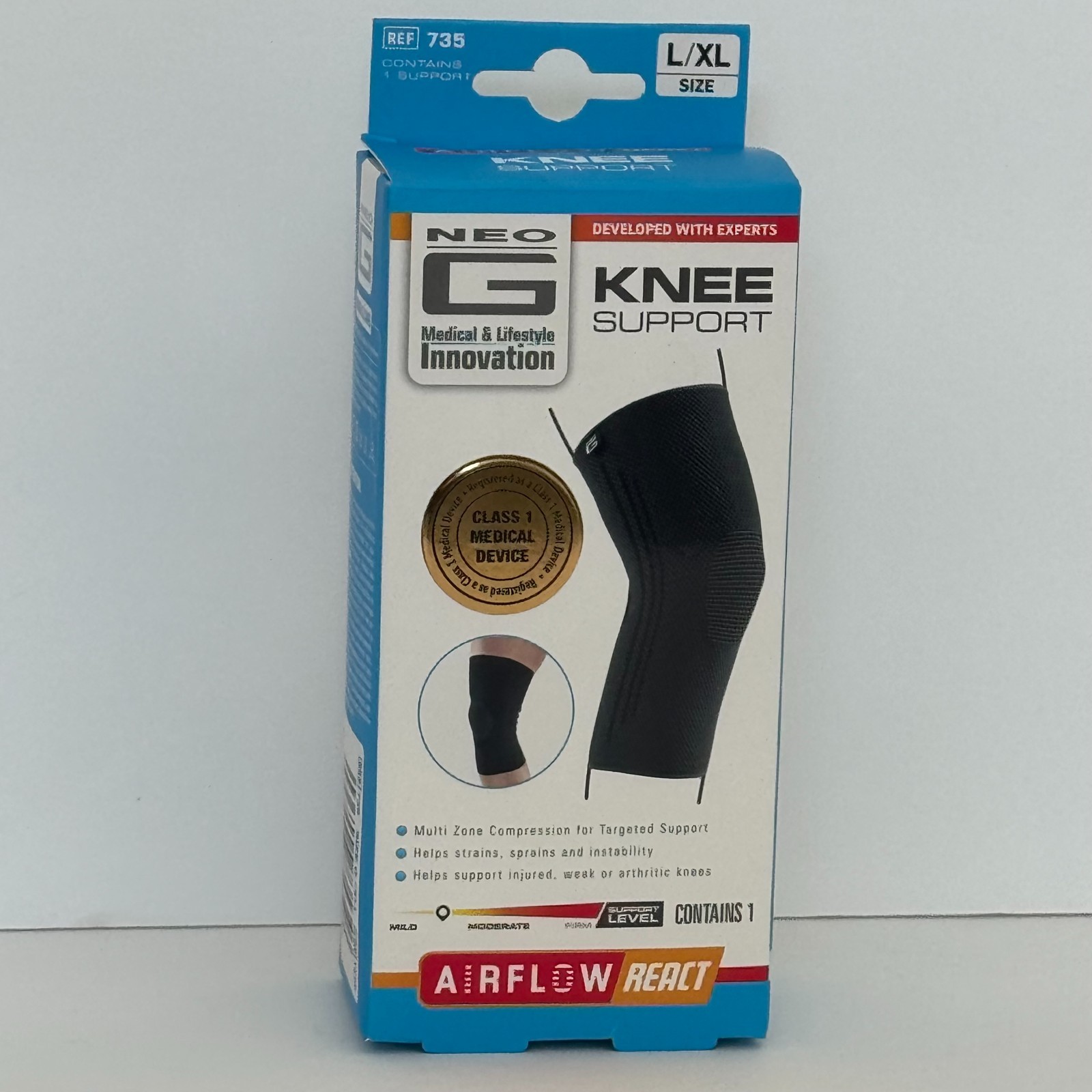 Neo G Airflow React Knee Support Size L/XL Mild/Moderate REF 735 New