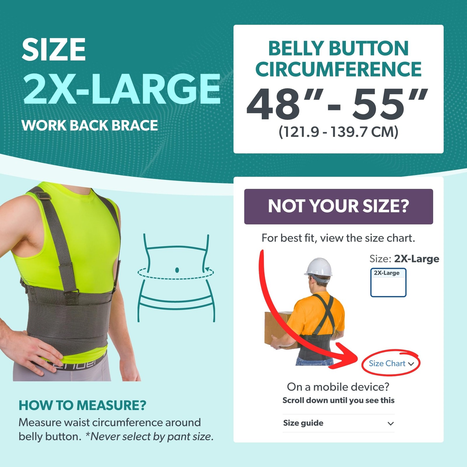 Work Back Brace – Removable Suspender Shoulder Straps for Heavy Lifting Safet…