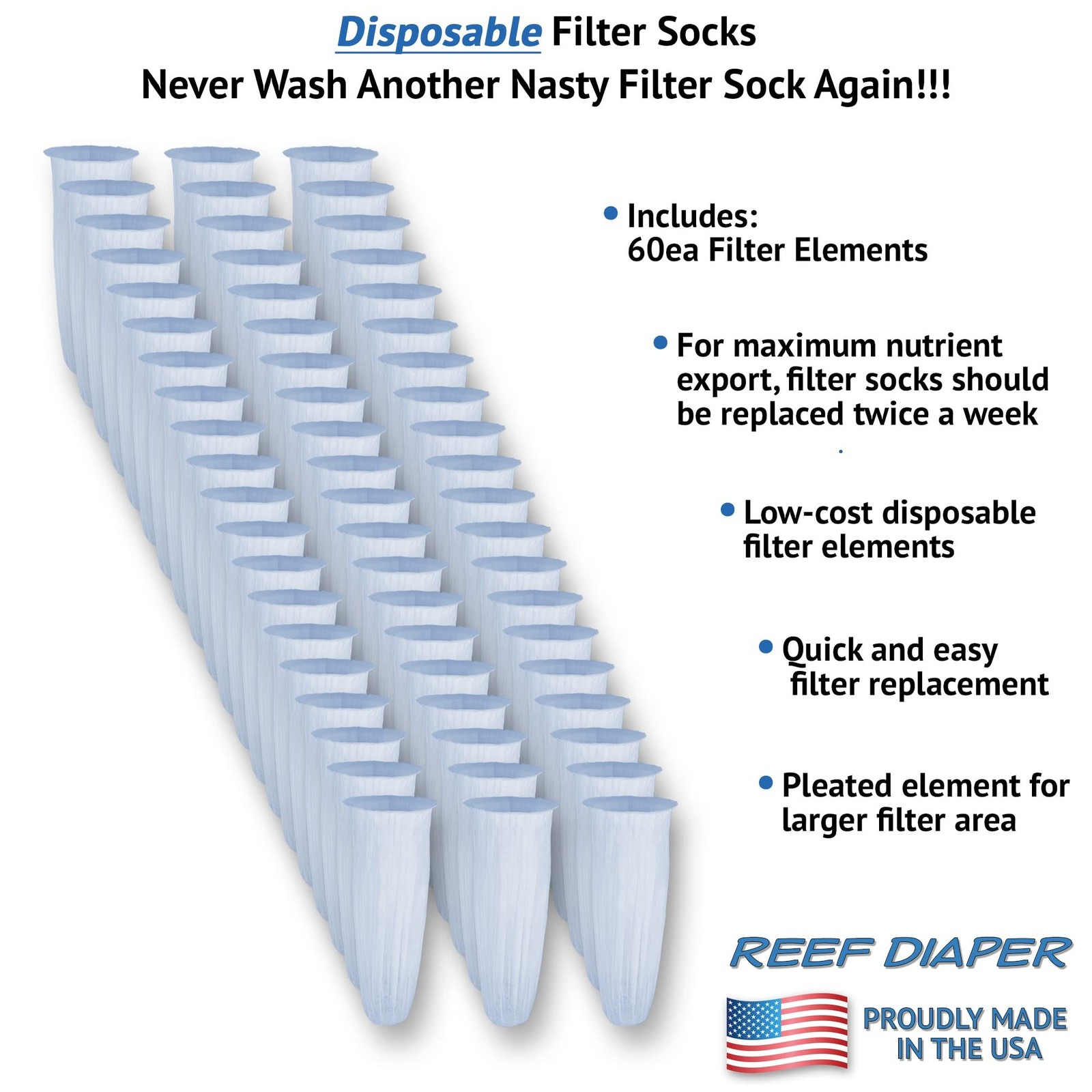 Disposable Filter Sock Replacement Elements, for Use with 4” Flange Assemb