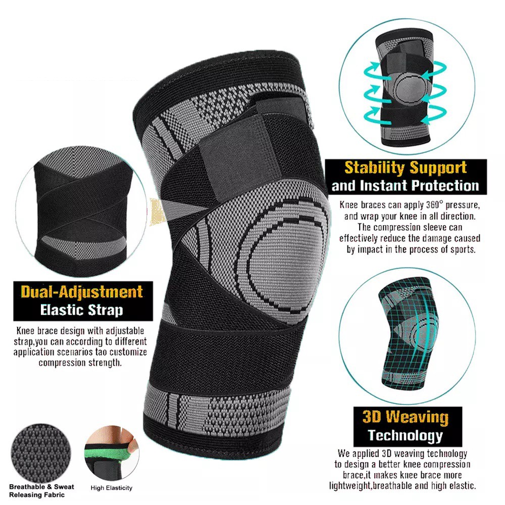 2x Copper Knee Braces with Strap for Knee Pain Women & Men Sleeve for Arthritis