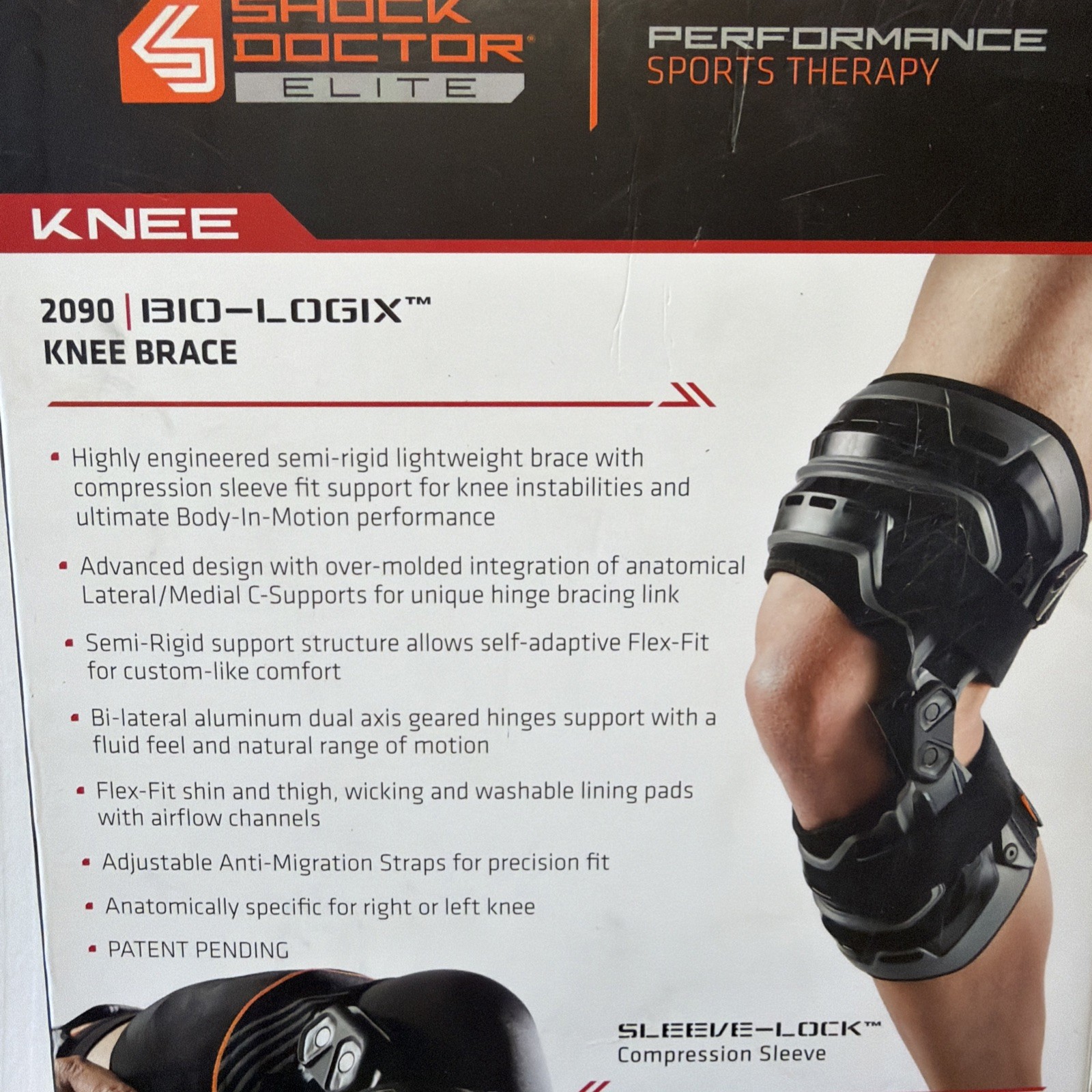 Shock Doctor Bio-Logix Knee Brace Size M Left Knee. 2090 Performance Level 3+