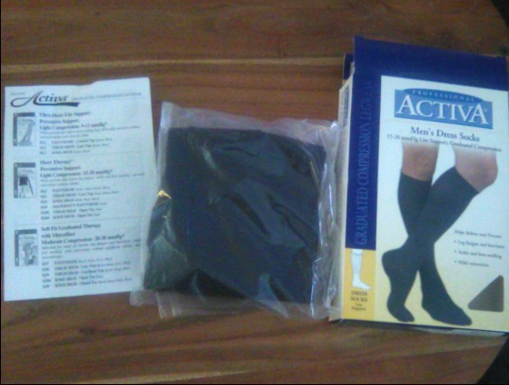 Activa Men’s Ribbed Style Dress Socks Closed Toe 15-20mmHg (Black) Large 1 Pair