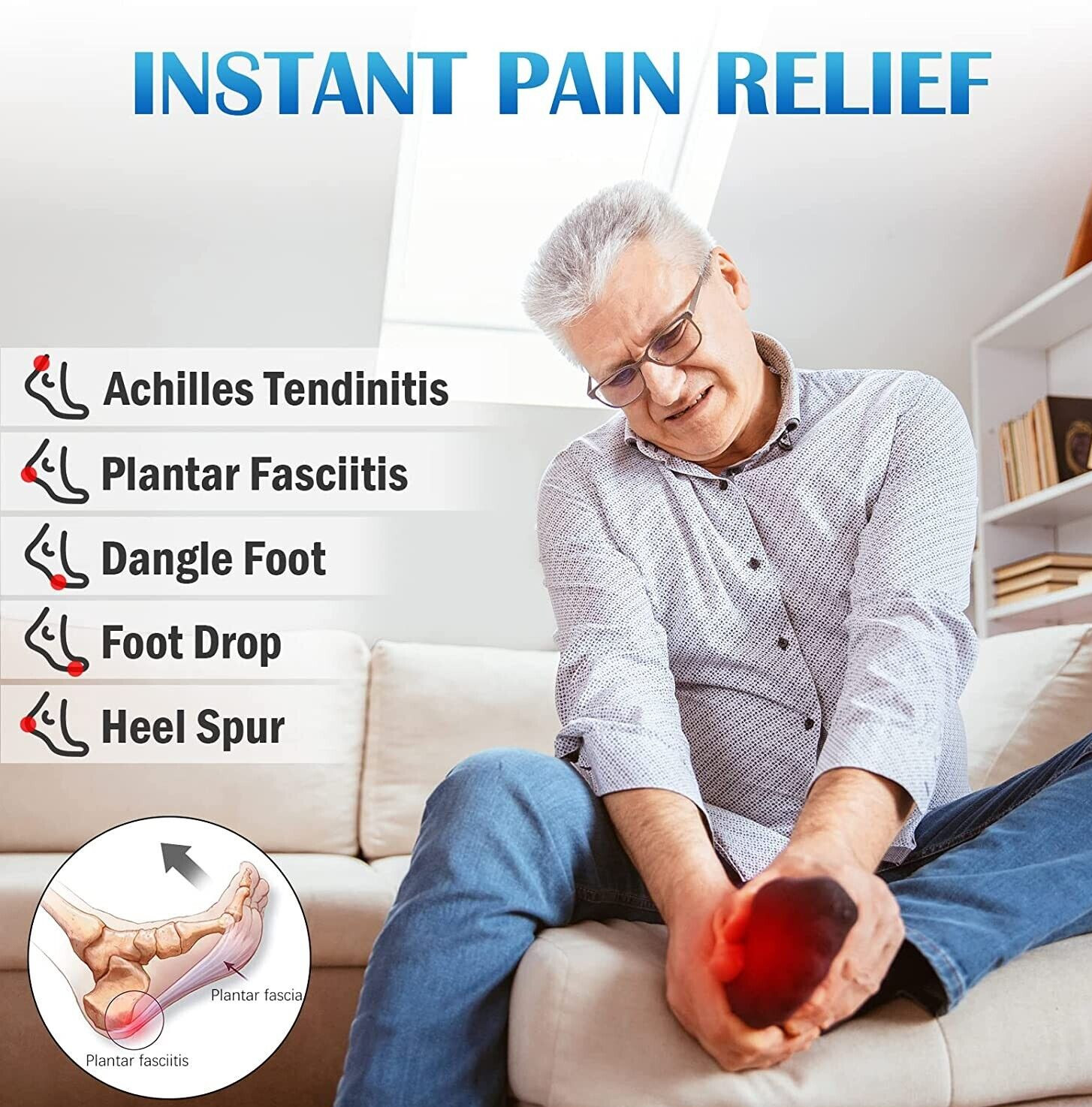 Plantar Fasciitis Dorsal Night Splint Achilles Tendonitis Brace Drop Foot Suppor