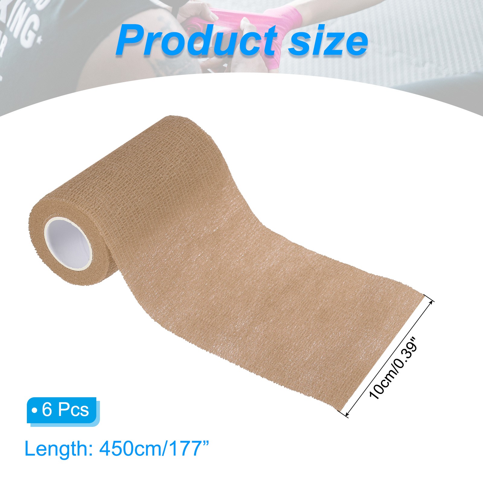 4″ x 177″ 6 Pcs Self Adhesive Bandage Wrap Elastic Self Tape Skin Color
