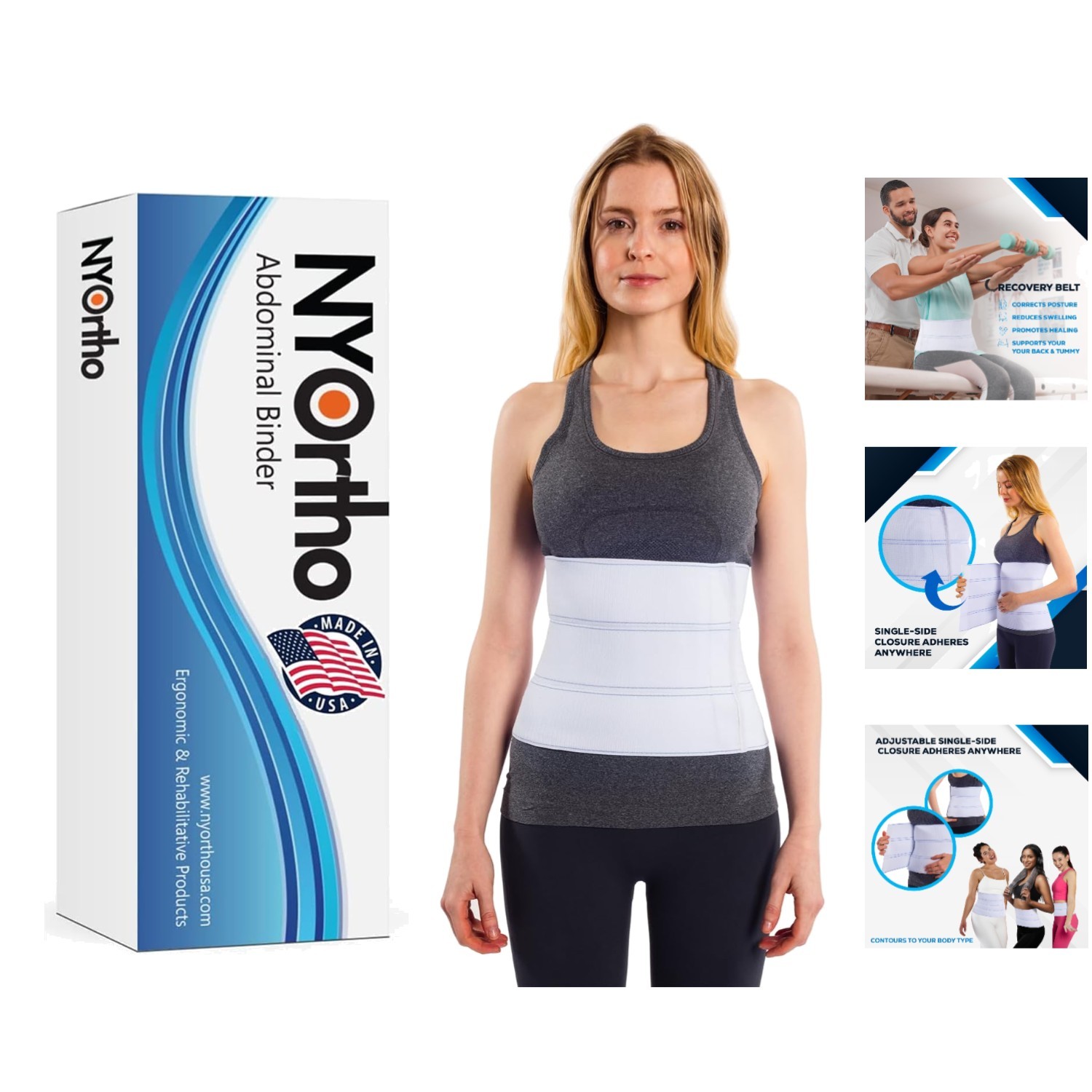 3 Panel Latex-Free Abdominal Binder – Breathable Support Belt (45-60 Inches)