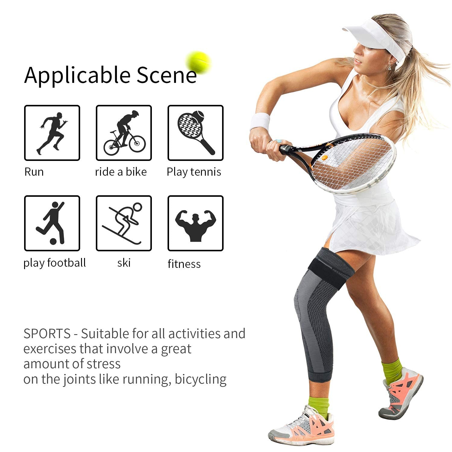 Long Leg Compression Sleeve Knee Pads for Cycling Arthritis Football Basketball