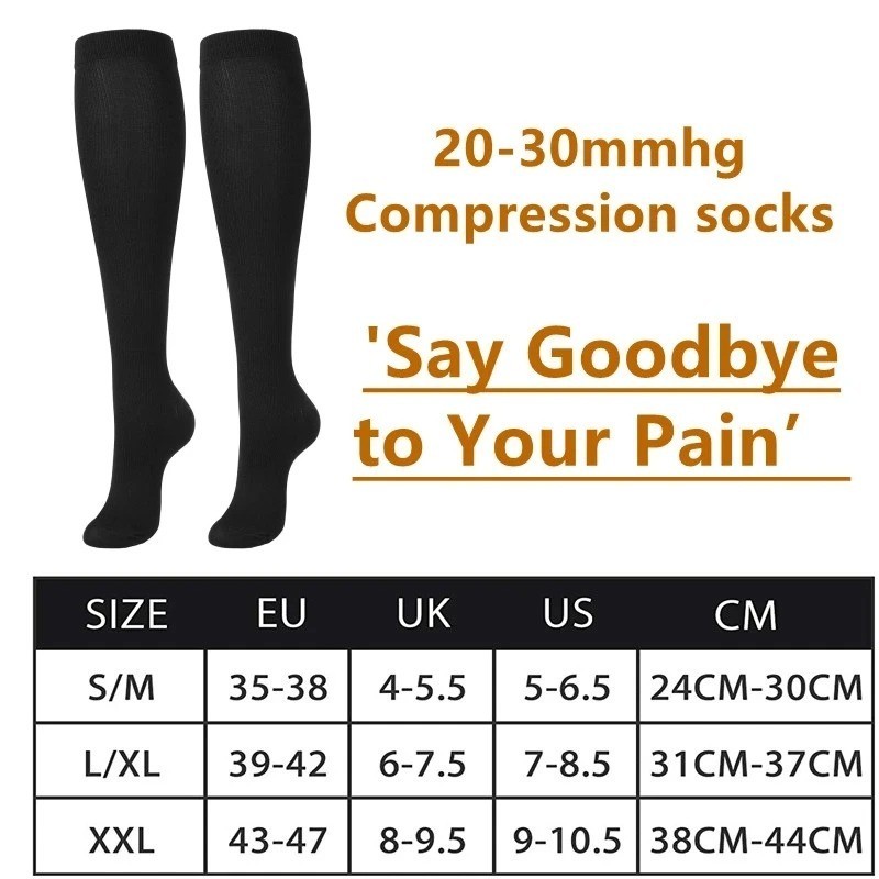 20-30 mmHg Compression Socks Knee High Graduated Support Men Women S-XXL