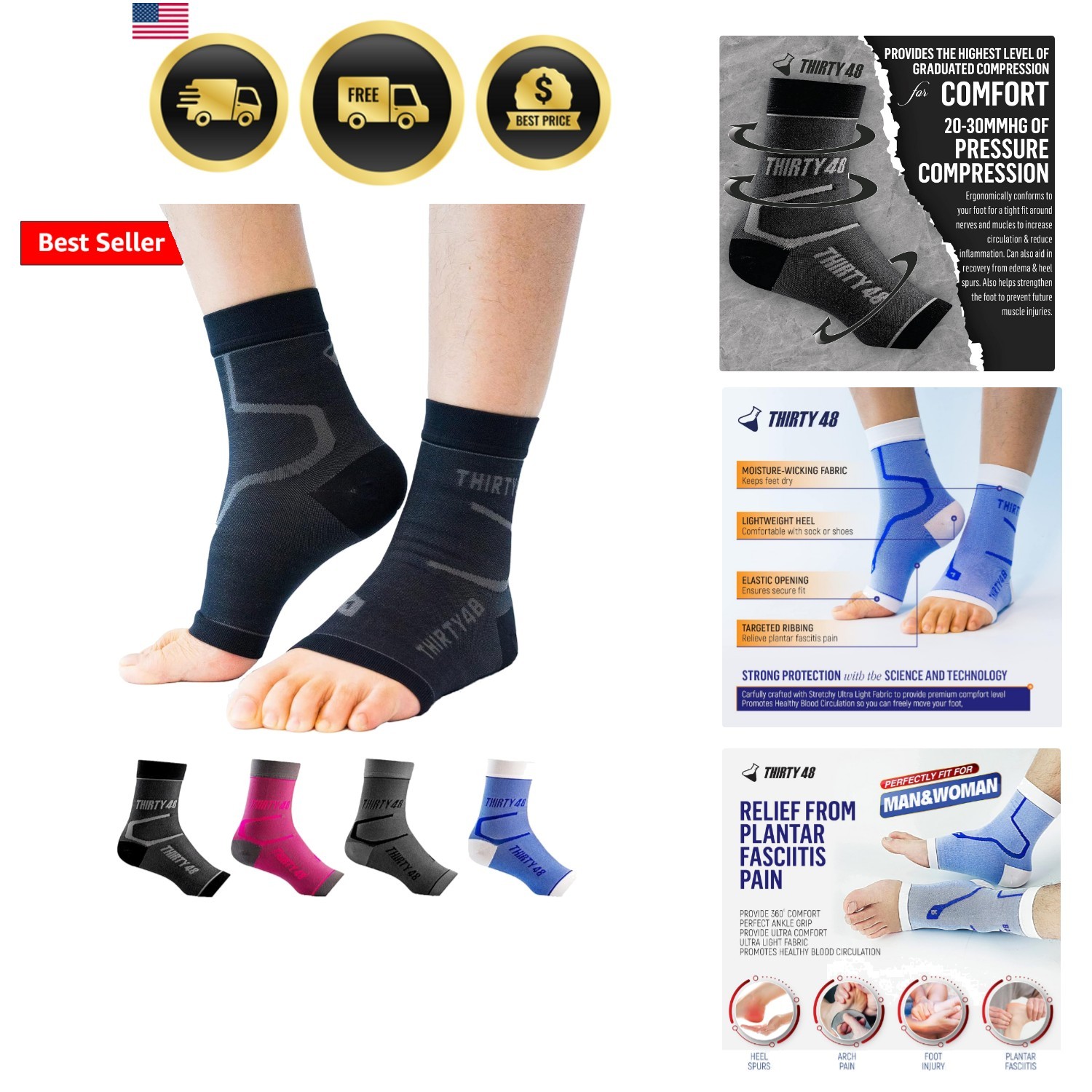 Plantar Fasciitis Compression Socks1 or 2 Pairs, 20-30 mmHg Foot Compression …