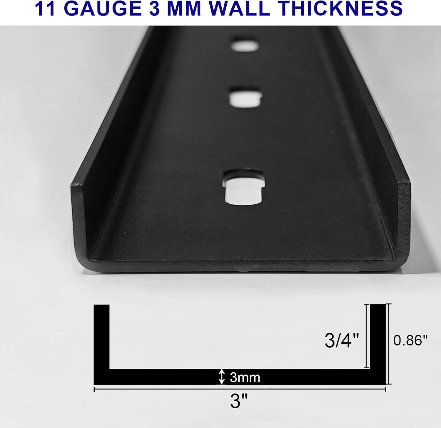 36” C Channel Steel Brackets – 2 Pack for Table Top Support, Black Finish