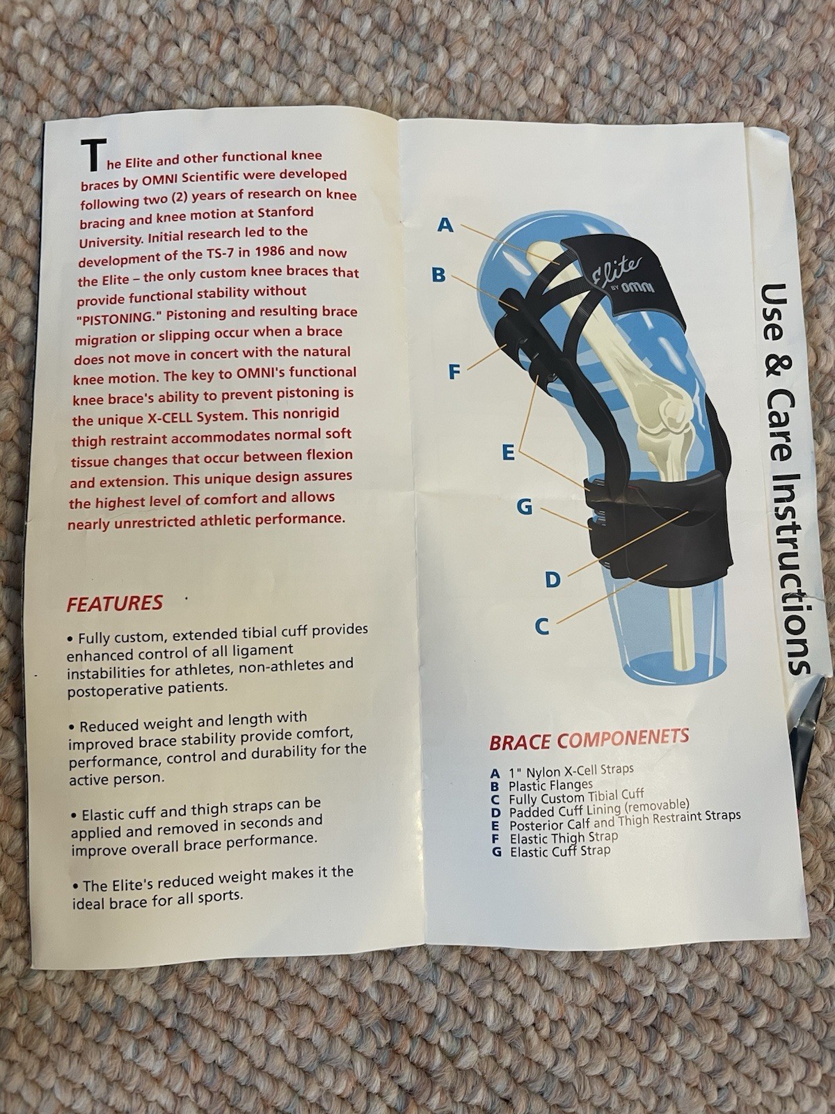 Omni Elite Hinged functional stability knee brace Size M Right leg USED