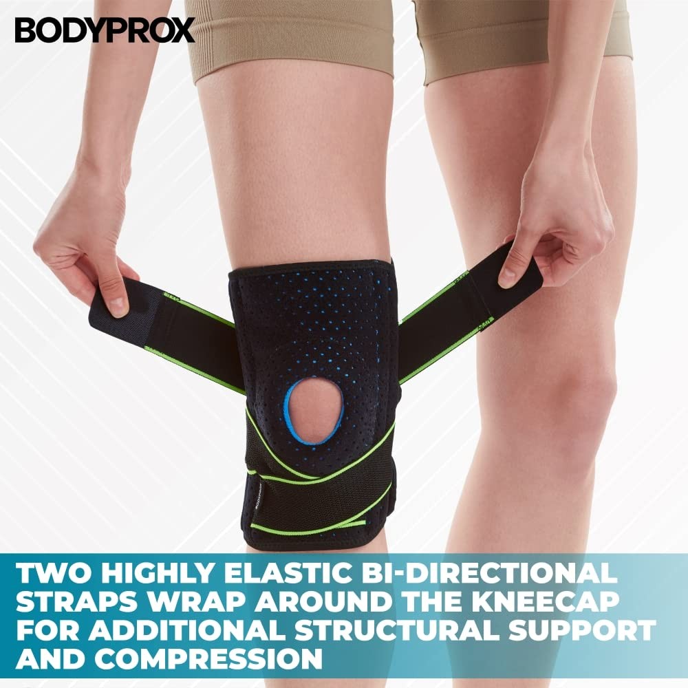 Bodyprox Knee Brace with Side Stabilizers & Patella Gel Pads for Large, Black