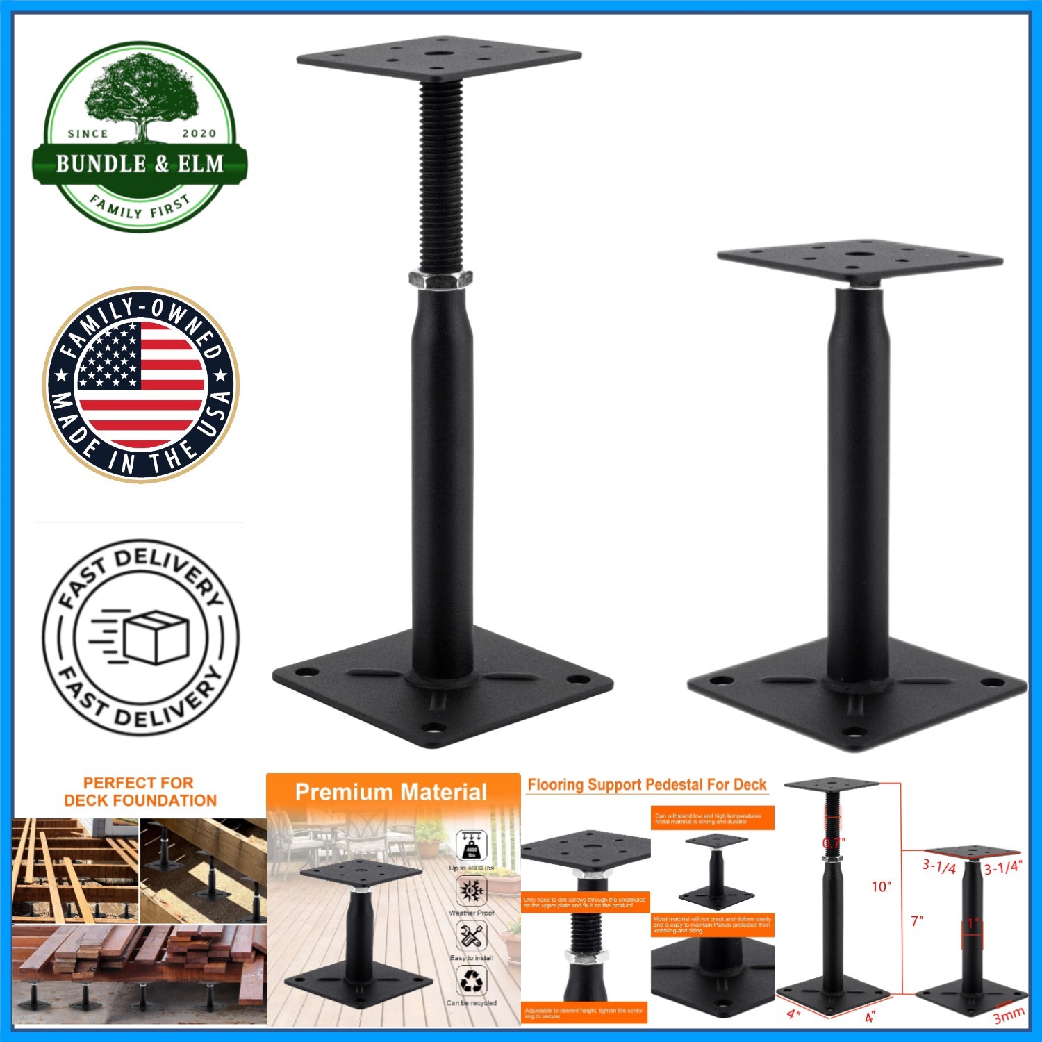 Floor Jack Stabilizer for RVs, 7-10 Inch Adjustable Height with Safety Lock