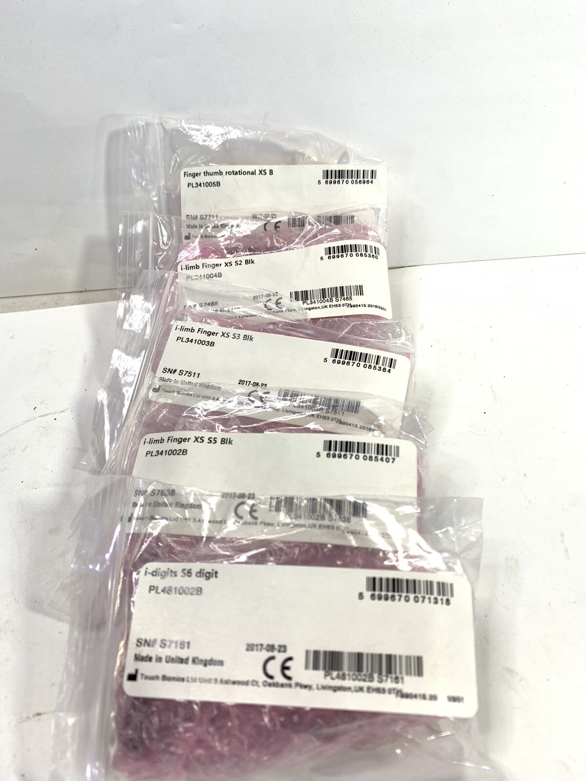 Touch Bionics Prosthetic Hand Inventory Parts Refinement Kit 63 Pieces Total