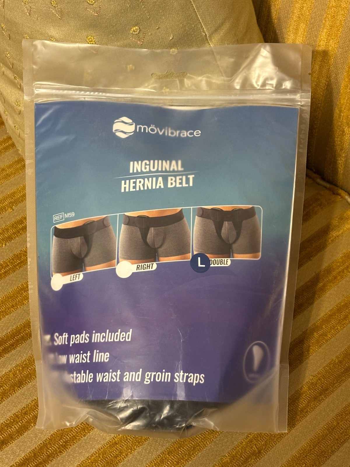 BRAND NEW Inguinal Groin Hernia Belt Movibrace DOUBLE Black Large Truss M59 BEST