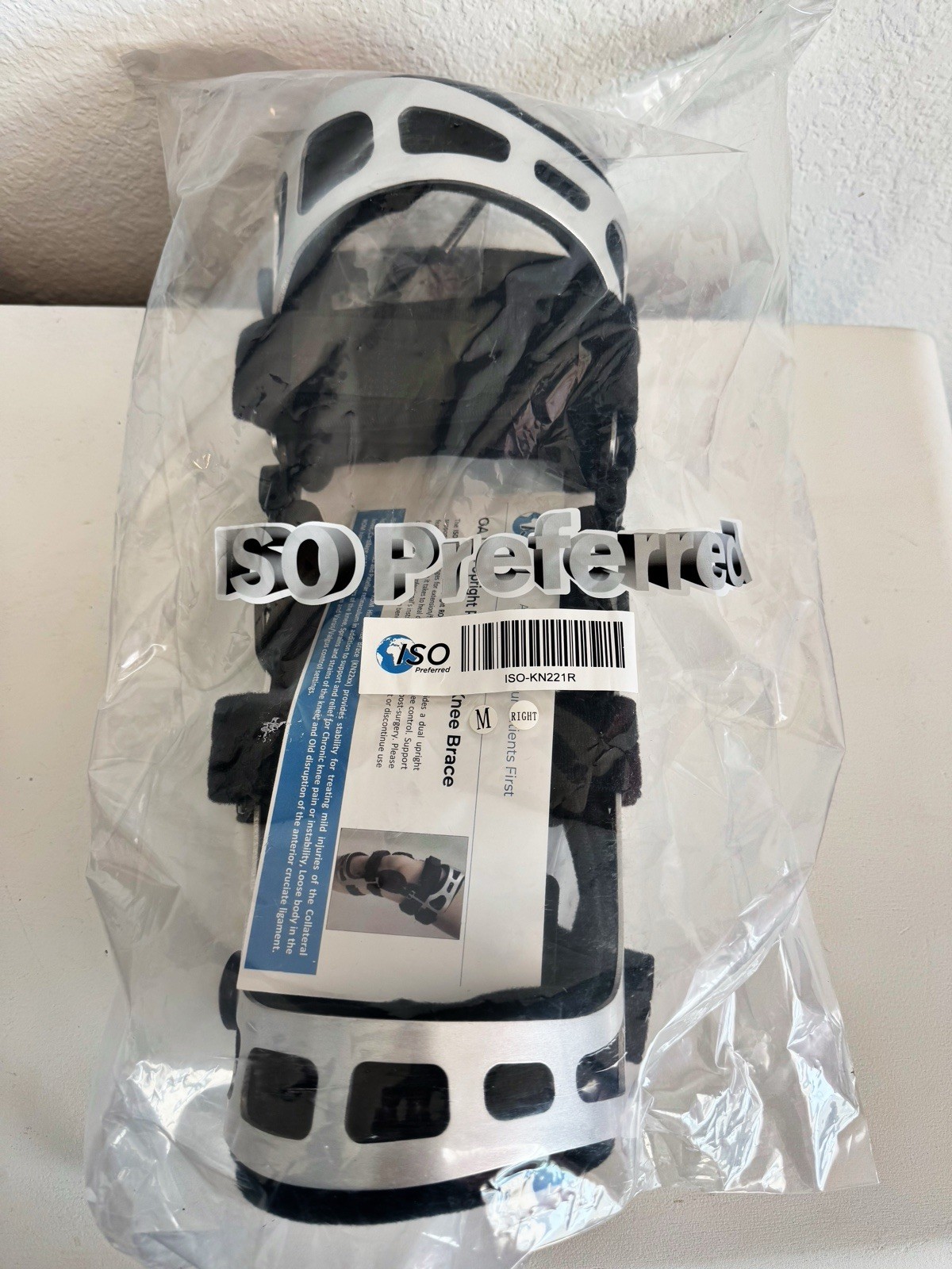 ISO Preferred OA Dual Upright ROM Hinge Knee Brace Post-Op Ligament M Right