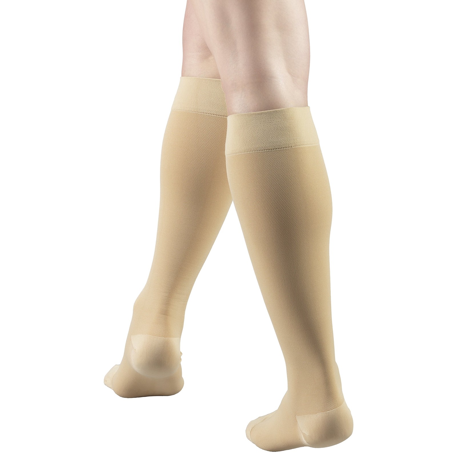 Truform 15-20 mmHg Compression Stockings, Knee High, Unisex, Beige, X-L